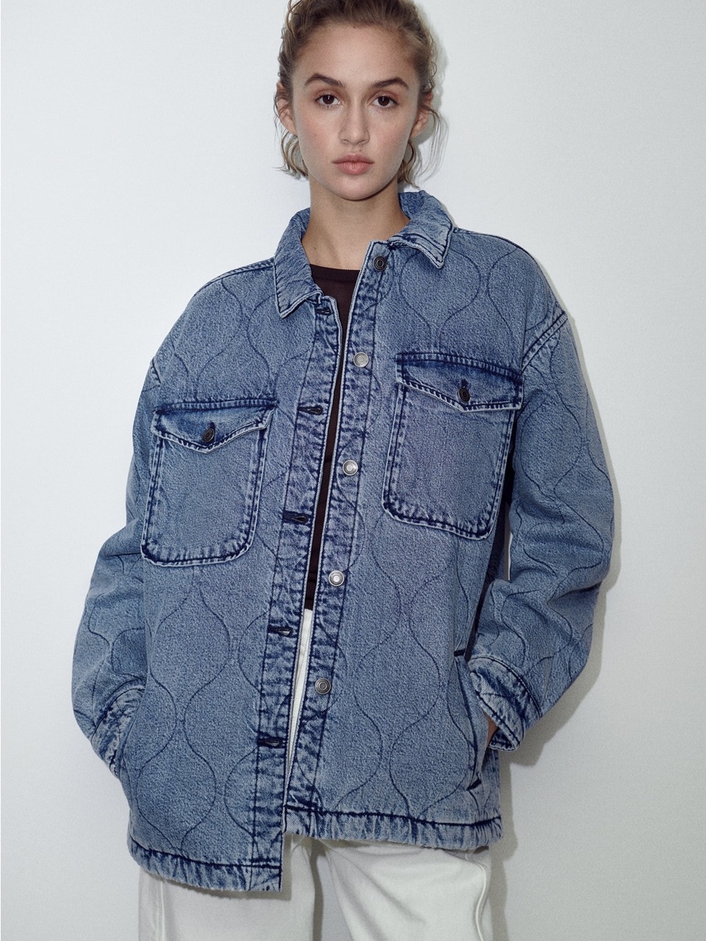 ZARA Quilted Denim Jacket - Women